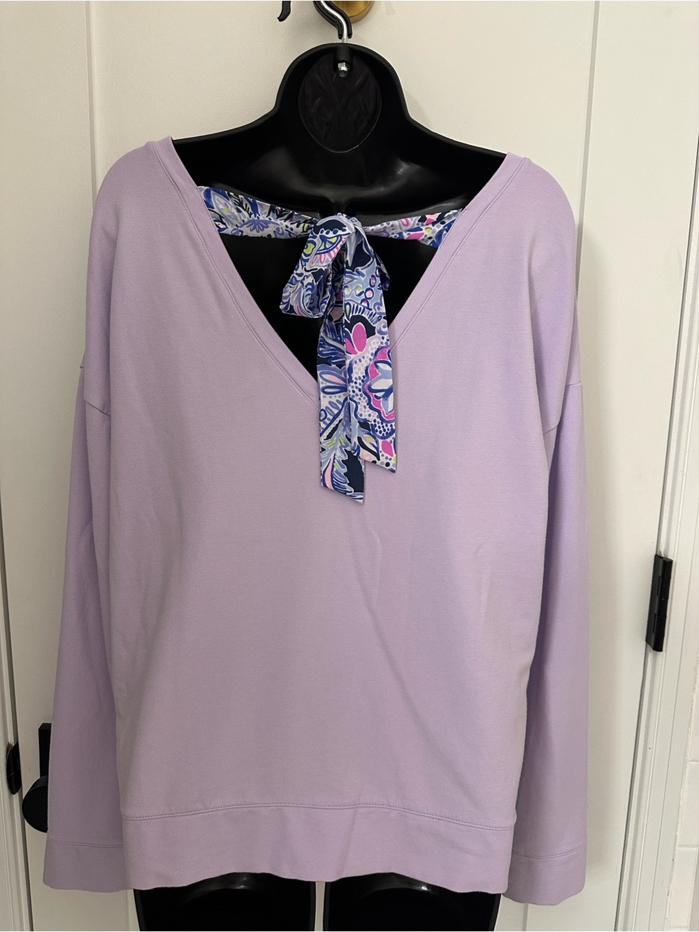 Lilly Pulitzer Lavender Dillon Long-Sleeve Pullover Multi Color Tieback - Picture 8 of 8